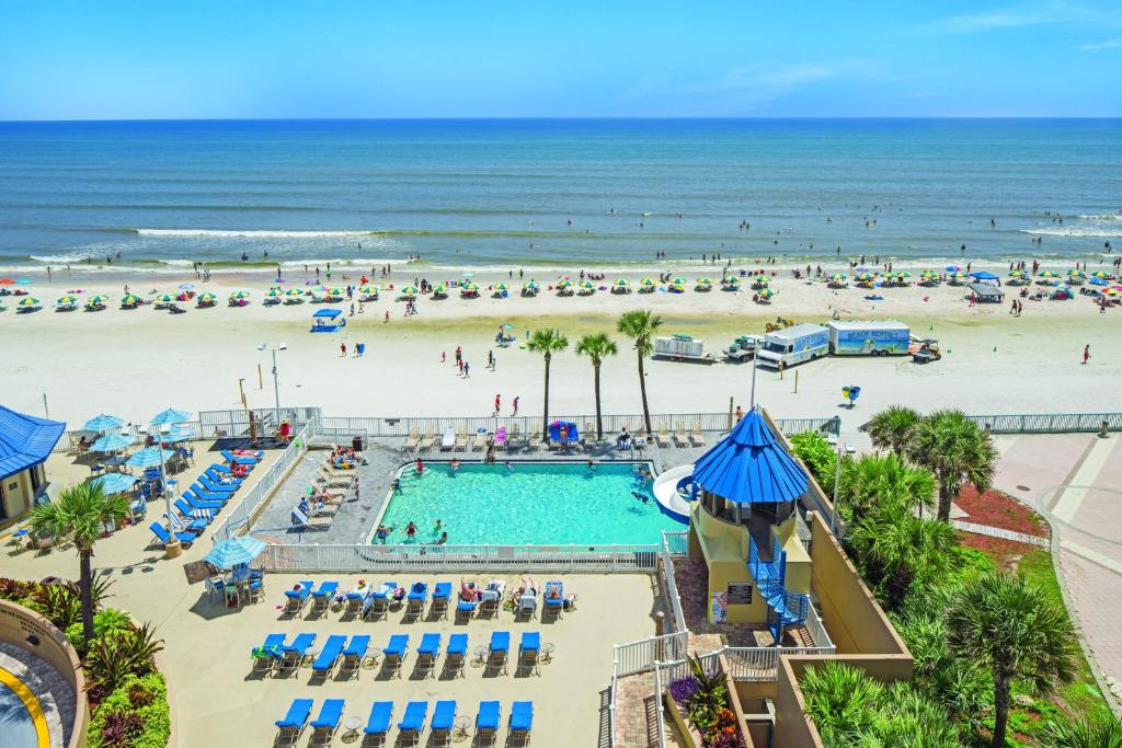 View of the pool and beach from Daytona Beach Regency Hotel