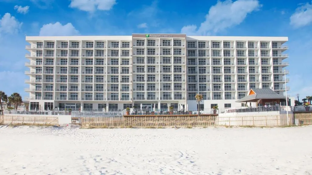 View from the beach of Holiday Inn Express Suites in Panama City Beach