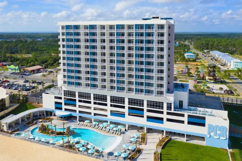 Aerial view of the outdoor pool at Springhill Suites by Marriott Panama City Beach
